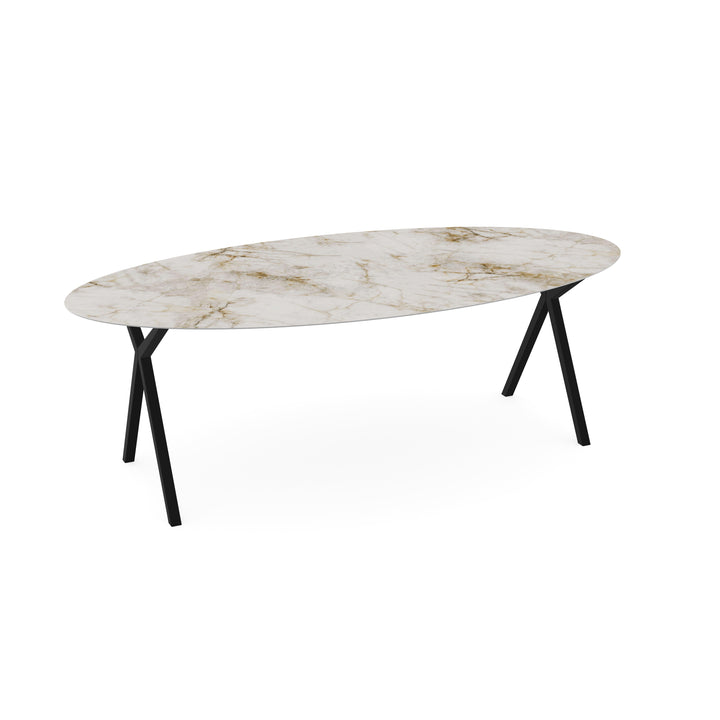 Keramiek eettafel cuarzo reno glans - Ovaal - Scissor zwart - {{ product.type }} - Kas20