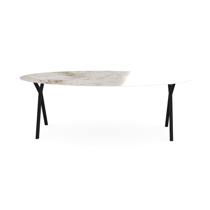 Keramiek eettafel cuarzo reno glans - Ovaal - Scissor zwart - {{ product.type }} - Kas20