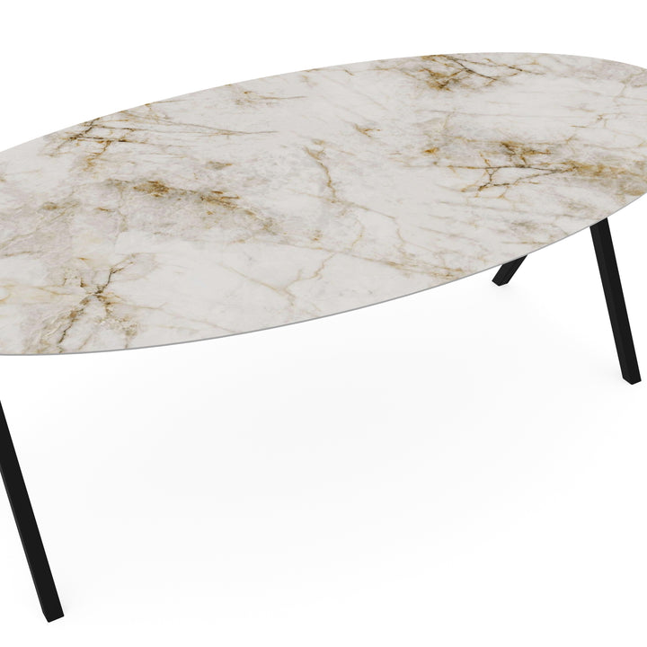 Keramiek eettafel cuarzo reno glans - Ovaal - Scissor zwart - {{ product.type }} - Kas20