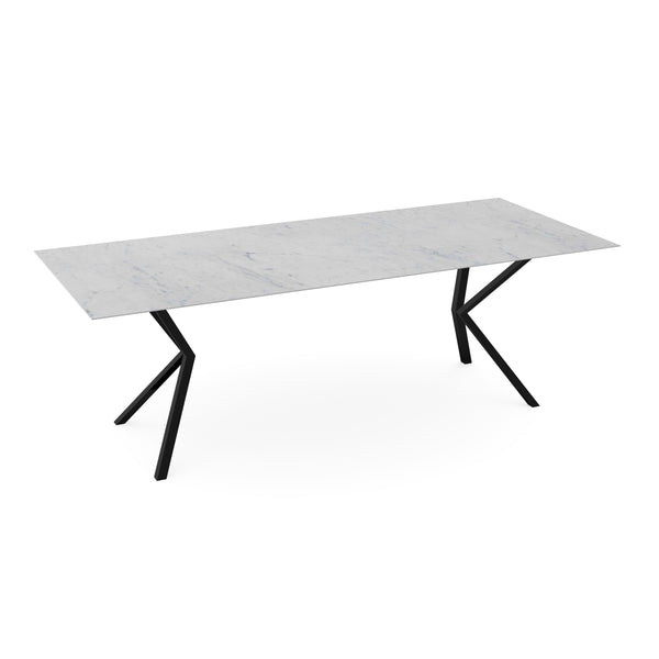 Keramiek eettafel Carrara glans - Recht - VV zwart