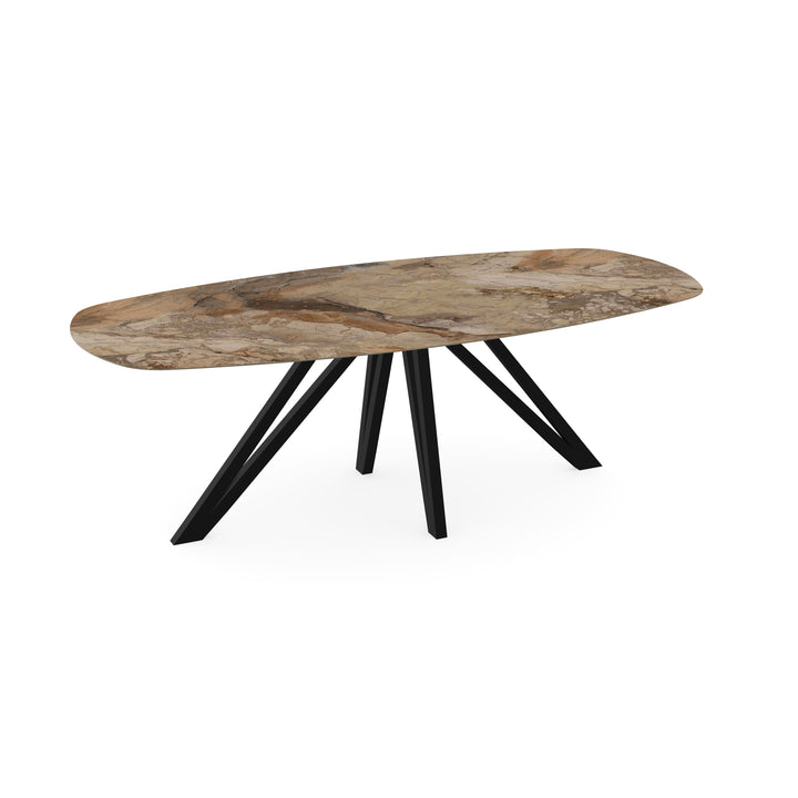 Keramiek eettafel ankara bronze glans - Deens ovaal - Spin zwart - {{ product.type }} - Kas20