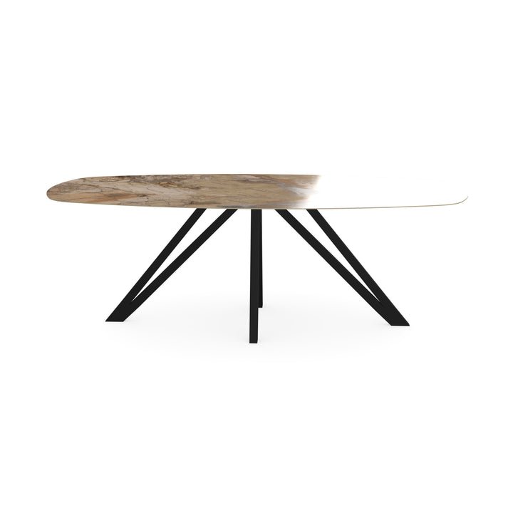 Keramiek eettafel ankara bronze glans - Deens ovaal - Spin zwart - {{ product.type }} - Kas20
