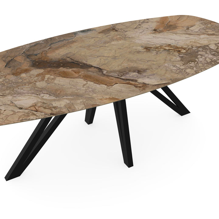 Keramiek eettafel ankara bronze glans - Deens ovaal - Spin zwart - {{ product.type }} - Kas20