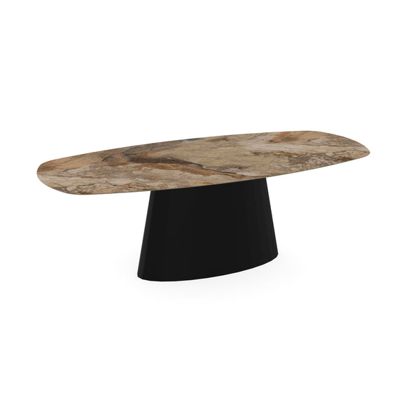 Keramiek eettafel ankara bronze glans - Deens ovaal - Sjors zwart