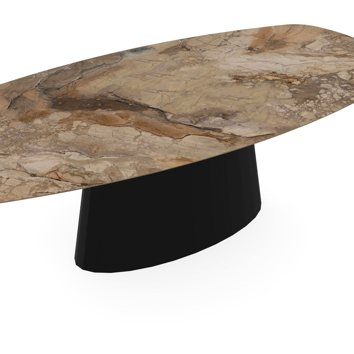Keramiek eettafel ankara bronze glans - Deens ovaal - Sjors zwart - {{ product.type }} - Kas20