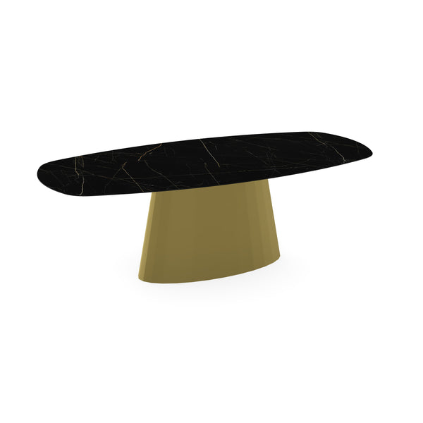 Keramiek eettafel nero ardi glans - Deens ovaal - Sjors goud