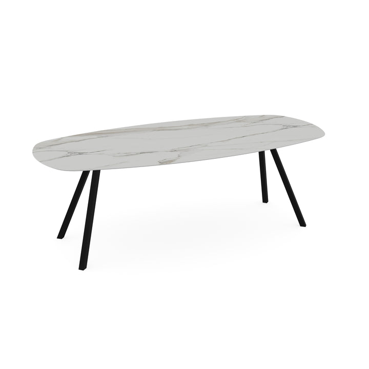 Keramiek eettafel calacatta pullido - Deens ovaal - I poot zwart - {{ product.type }} - Kas20