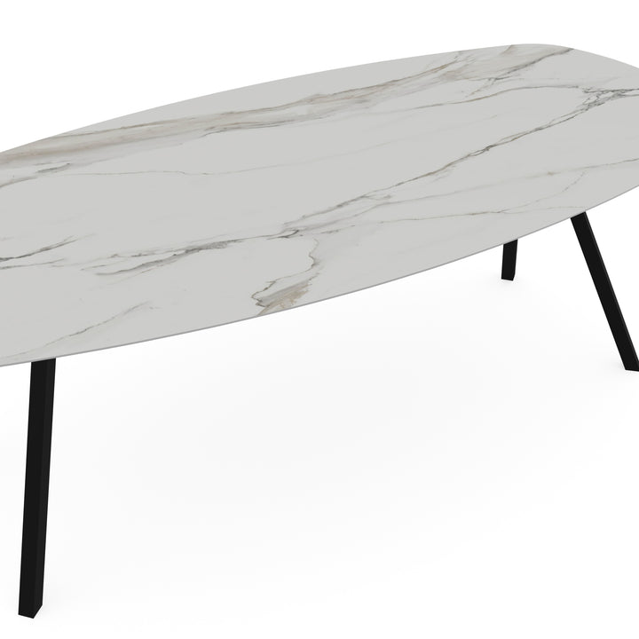 Keramiek eettafel calacatta pullido - Deens ovaal - I poot zwart - {{ product.type }} - Kas20