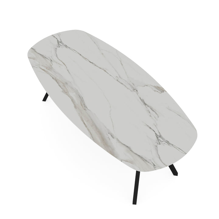 Keramiek eettafel calacatta pullido - Deens ovaal - I poot zwart - {{ product.type }} - Kas20
