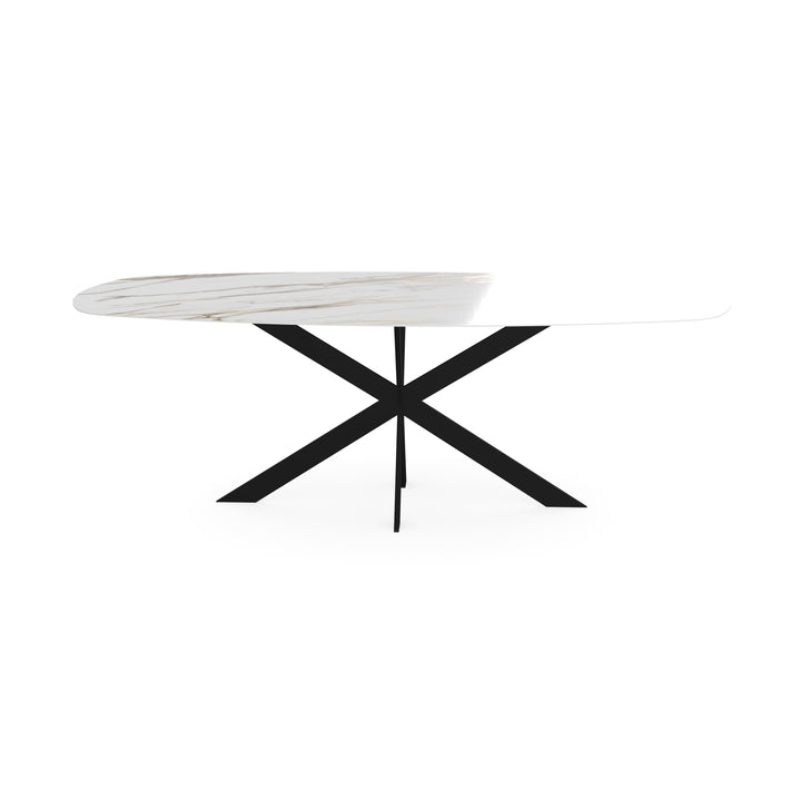 Keramiek eettafel calacatta gold - Deens ovaal - Matrix ultra dun zwart - {{ product.type }} - Kas20