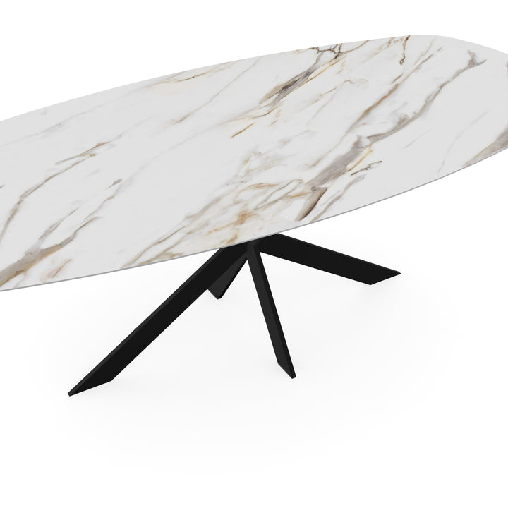 Keramiek eettafel calacatta gold - Deens ovaal - Matrix ultra dun zwart - {{ product.type }} - Kas20