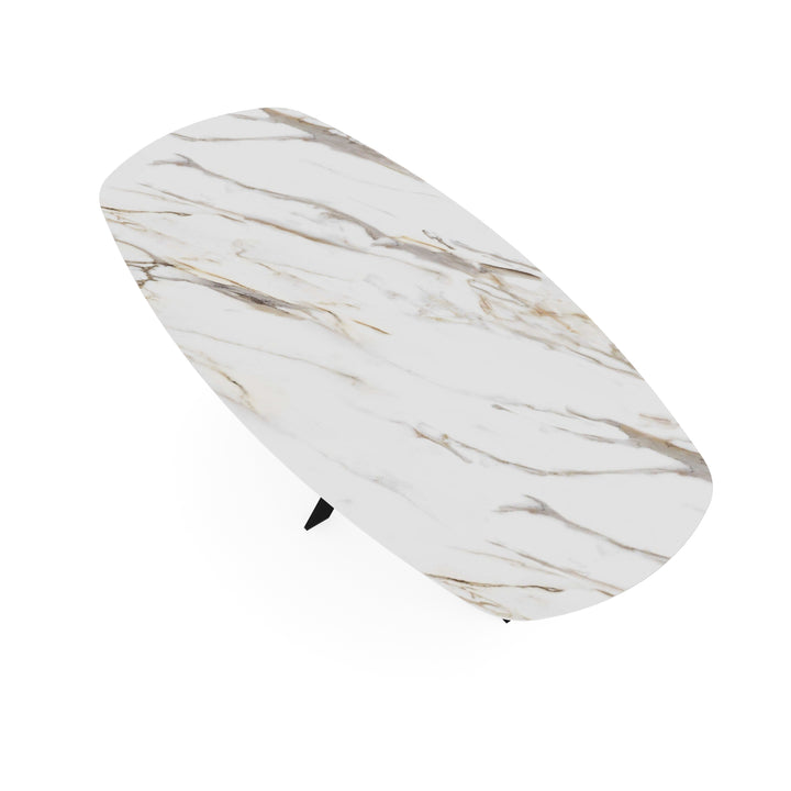 Keramiek eettafel calacatta gold - Deens ovaal - Matrix ultra dun zwart - {{ product.type }} - Kas20