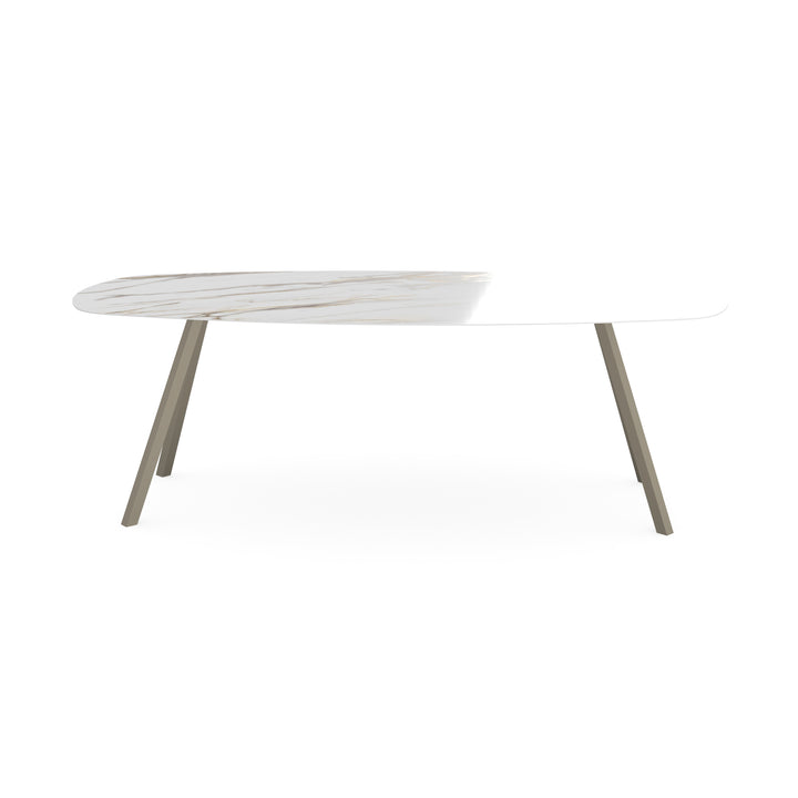Keramiek eettafel Calacatta gold glans - Deens ovaal - I schuin lichtbruin - {{ product.type }} - Kas20