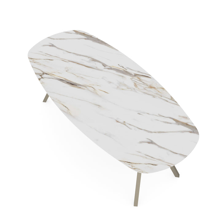 Keramiek eettafel Calacatta gold glans - Deens ovaal - I schuin lichtbruin - {{ product.type }} - Kas20