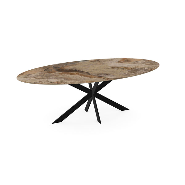 Keramiek eettafel ankara bronze glans - ovaal - Matrix ultra dun zwart