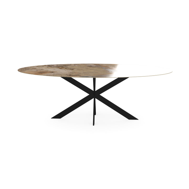 Keramiek eettafel ankara bronze glans - ovaal - Matrix ultra dun zwart - {{ product.type }} - Kas20