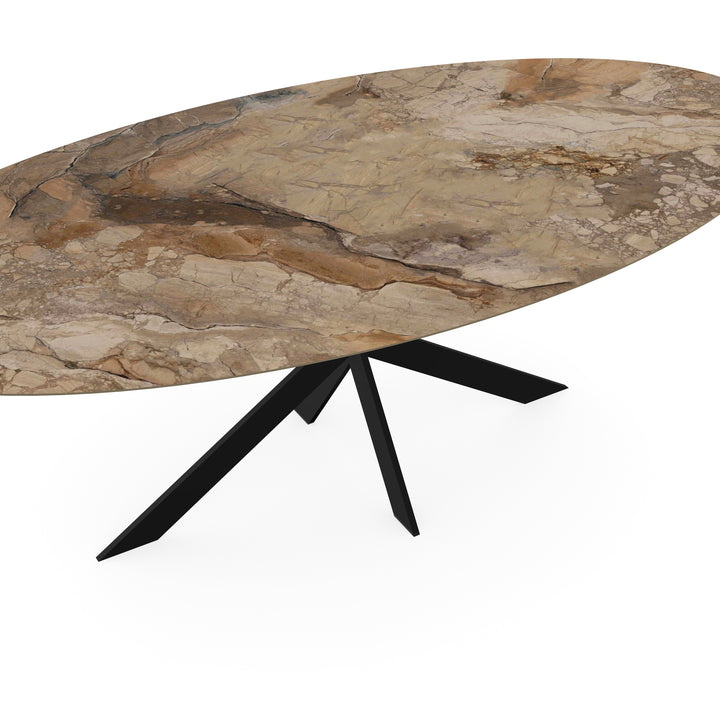 Keramiek eettafel ankara bronze glans - ovaal - Matrix ultra dun zwart - {{ product.type }} - Kas20