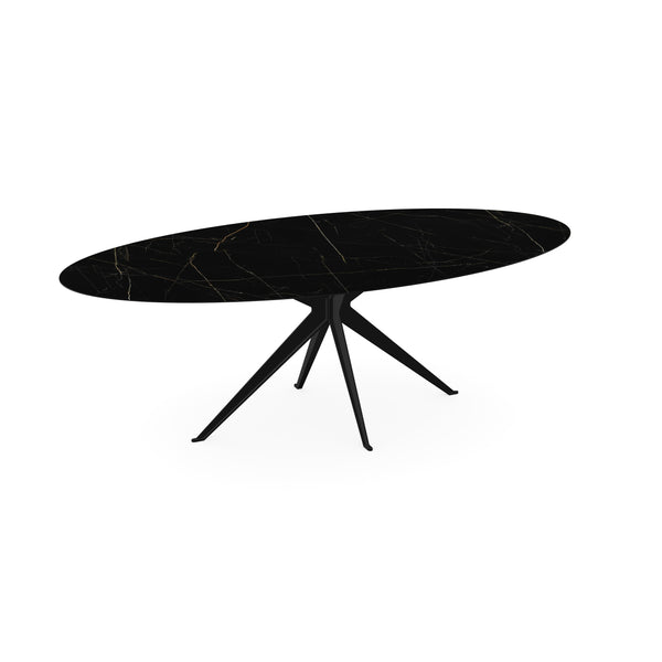 Keramiek eettafel nero ardi glans - Ovaal - Anna zwart