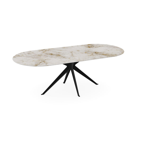 Keramiek eettafel cuarzo reno glans - Plat ovaal - Anna zwart