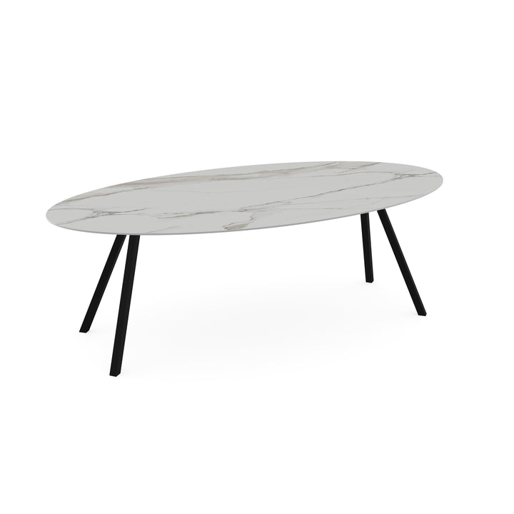 Keramiek eettafel calacatta pullido - Ovaal - I-Poot schuin zwart - {{ product.type }} - Kas20