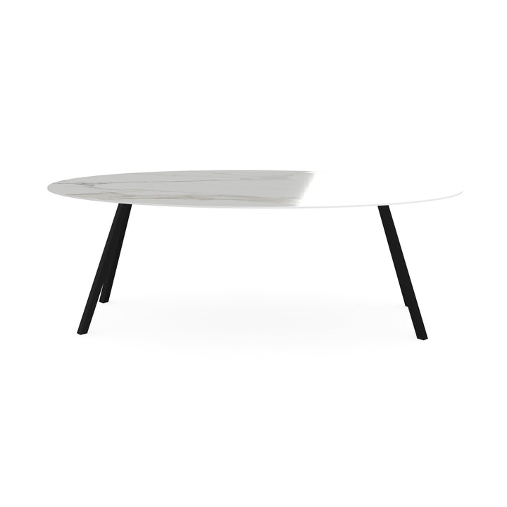 Keramiek eettafel calacatta pullido - Ovaal - I-Poot schuin zwart - {{ product.type }} - Kas20