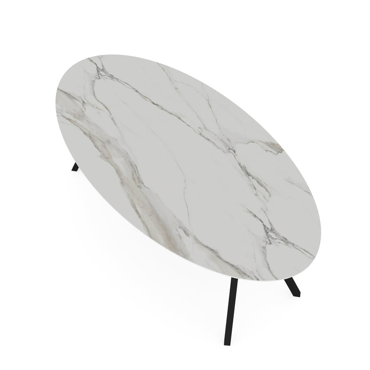 Keramiek eettafel calacatta pullido - Ovaal - I-Poot schuin zwart - {{ product.type }} - Kas20