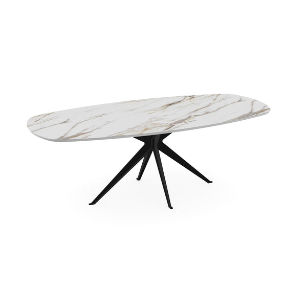 Keramiek eettafel calacata gold - Deens ovaal - Anna zwart