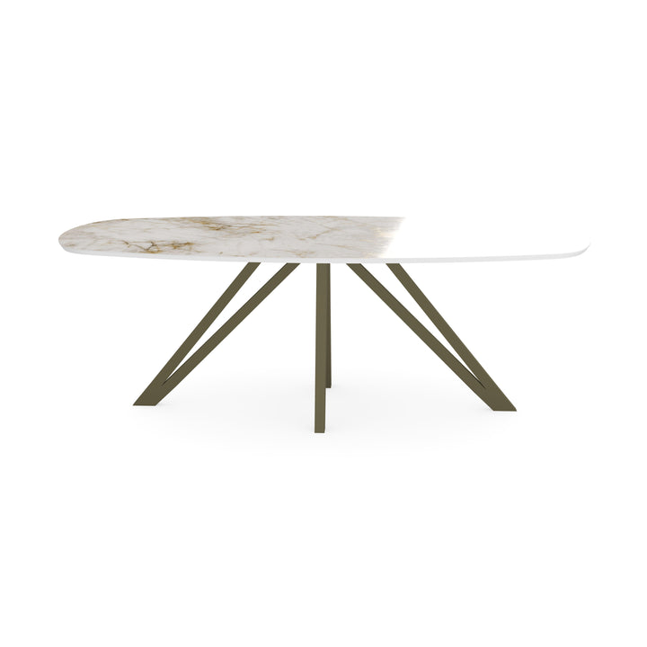 Keramiek eettafel cuarzo reno glans - Deens ovaal - Spin donkerbruin - {{ product.type }} - Kas20