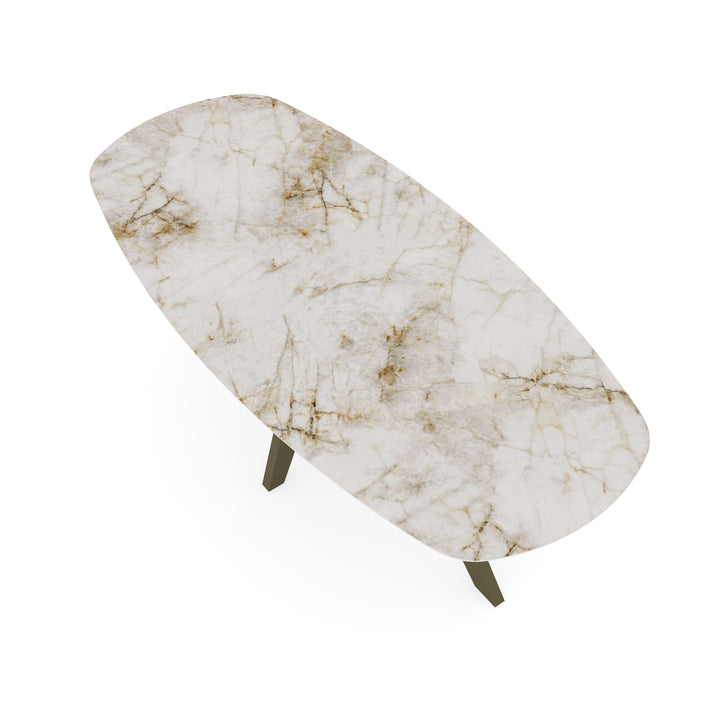 Keramiek eettafel cuarzo reno glans - Deens ovaal - Spin donkerbruin - {{ product.type }} - Kas20