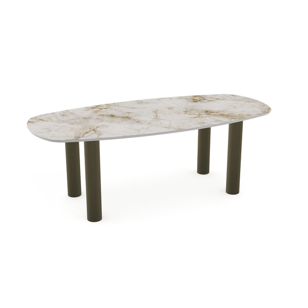 Keramiek eettafel cuarzo reno glans - Deens ovaal - Columbus donkerbruin