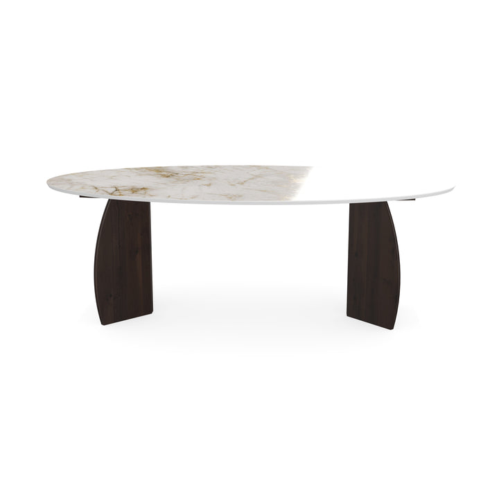 Keramiek eettafel cuarzo reno glans - Ovaal - Maan walnut brown 2x - {{ product.type }} - Kas20