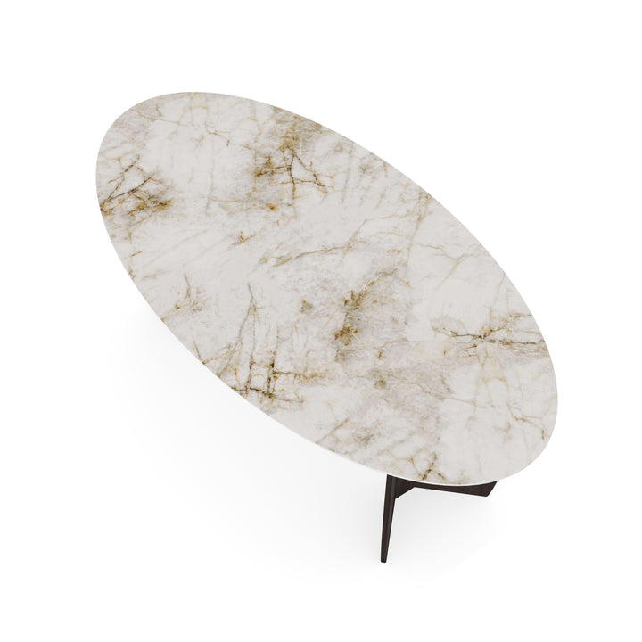 Keramiek eettafel cuarzo reno glans - Ovaal - Maan walnut brown 2x - {{ product.type }} - Kas20