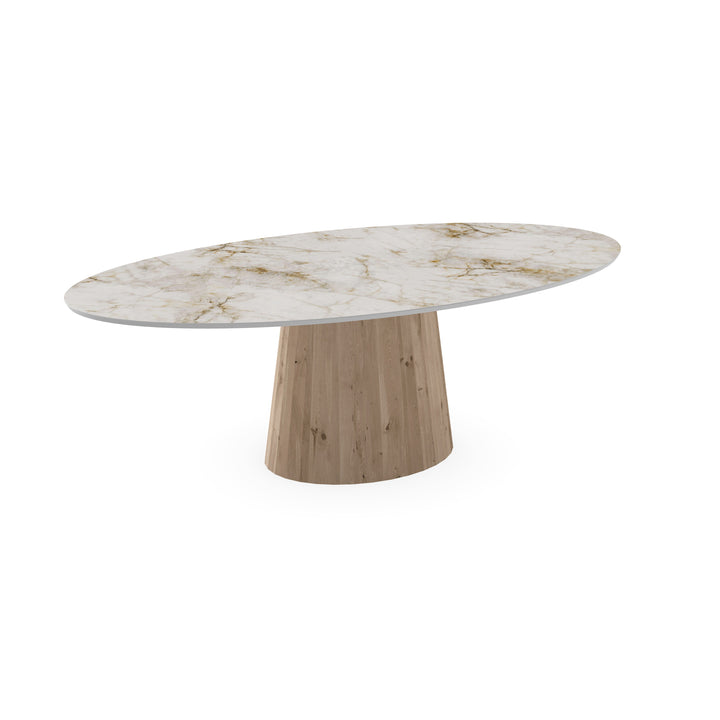 Keramiek eettafel Cuarzo Reno glans - Ovaal - Sjors naturel - {{ product.type }} - Kas20