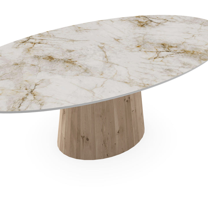 Keramiek eettafel Cuarzo Reno glans - Ovaal - Sjors naturel - {{ product.type }} - Kas20