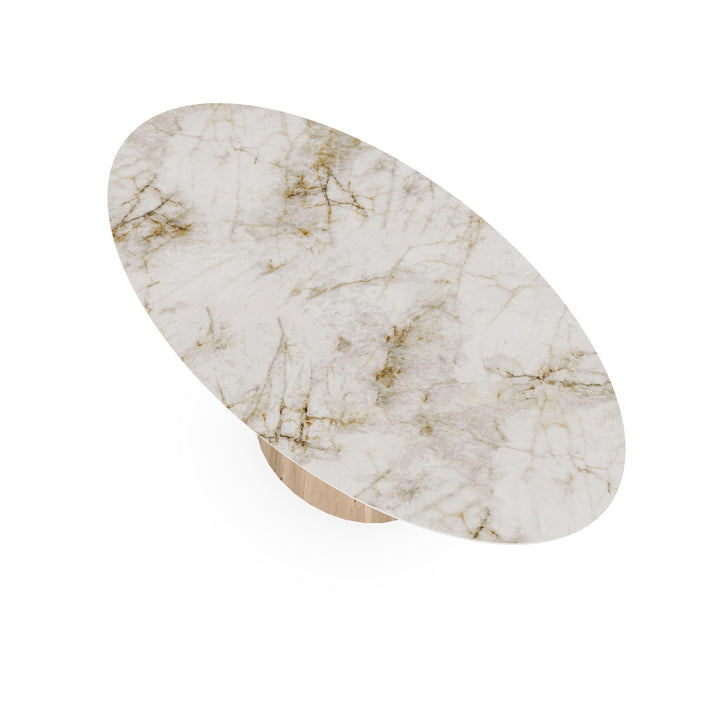 Keramiek eettafel Cuarzo Reno glans - Ovaal - Sjors naturel - {{ product.type }} - Kas20
