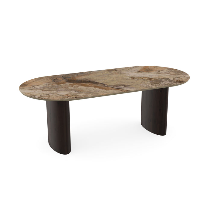 Keramiek eettafel Ankara brons - Plat ovaal - Freya walnut brown 2x - {{ product.type }} - Kas20