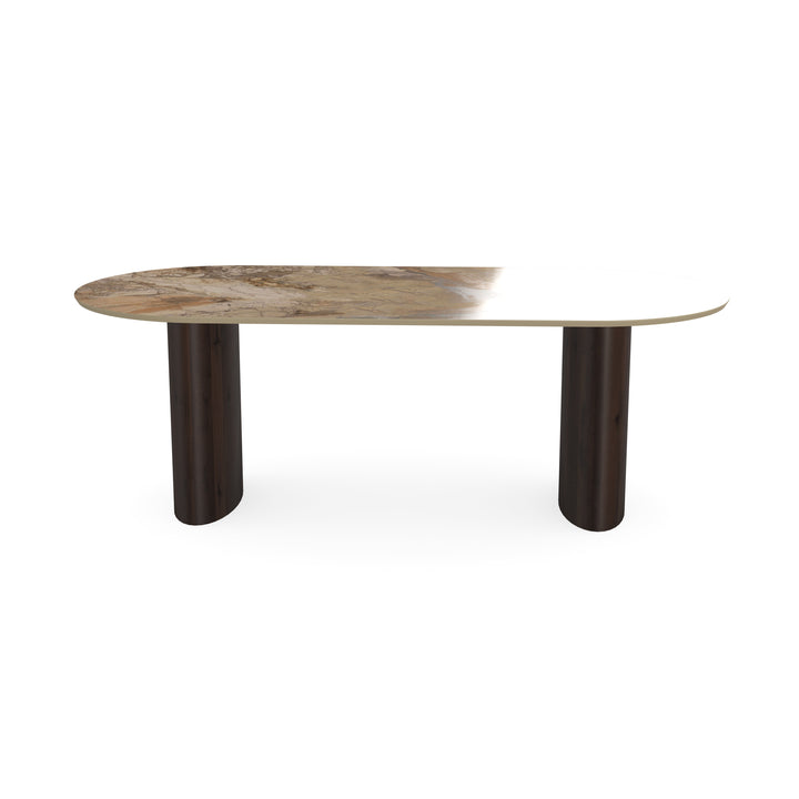 Keramiek eettafel Ankara brons - Plat ovaal - Freya walnut brown 2x - {{ product.type }} - Kas20
