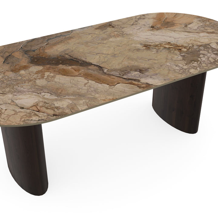 Keramiek eettafel Ankara brons - Plat ovaal - Freya walnut brown 2x - {{ product.type }} - Kas20