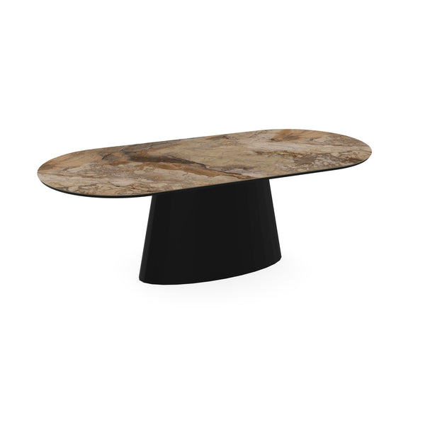 Keramiek eettafel ankara bronze glans - Plat ovaal - Sjors zwart