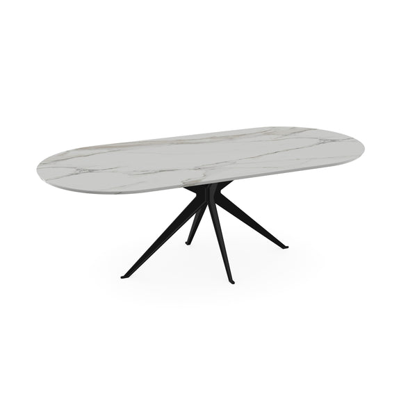Keramiek eettafel Calacatta pullido - Plat ovaal - Anna poot zwart