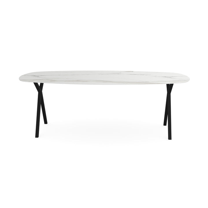 Keramiek eettafel calacatta mat - Deens ovaal - Scissor zwart - {{ product.type }} - Kas20