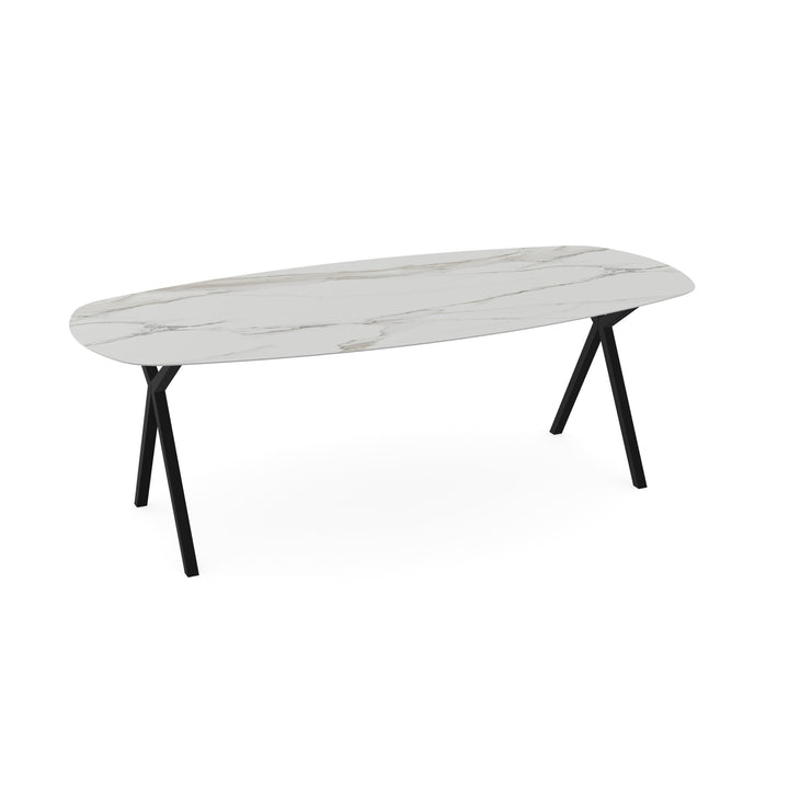 Keramiek eettafel calacatta mat - Deens ovaal - Scissor zwart - {{ product.type }} - Kas20