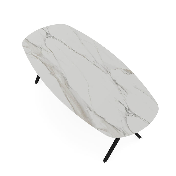Keramiek eettafel calacatta mat - Deens ovaal - Scissor zwart - {{ product.type }} - Kas20
