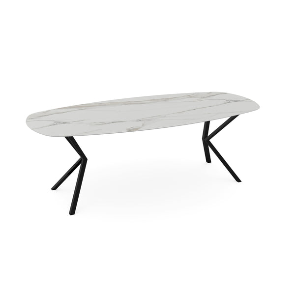 Keramiek eettafel calacatta mat - Deens ovaal - VV zwart