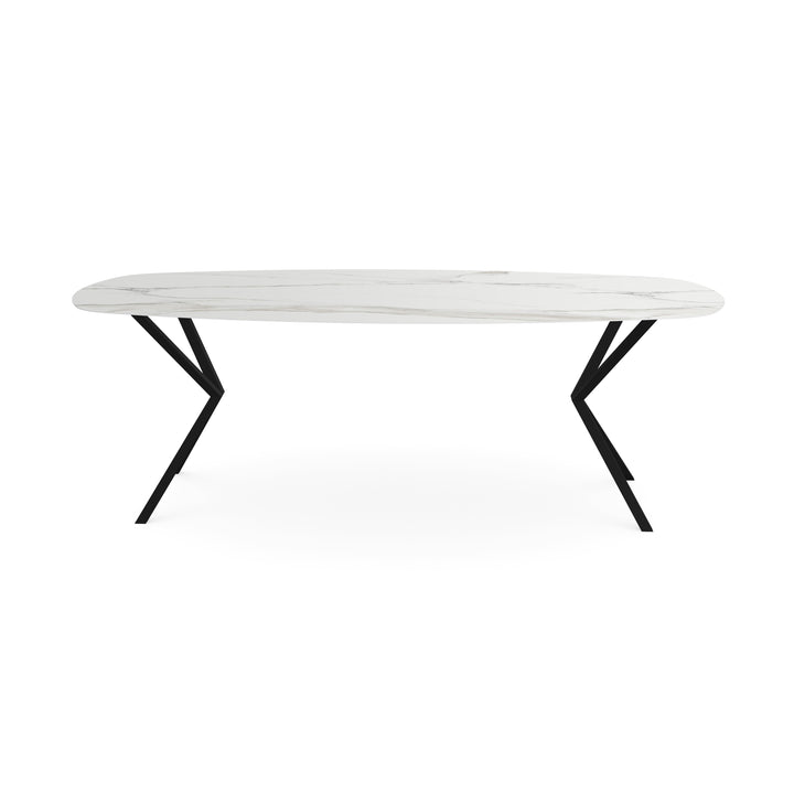 Keramiek eettafel calacatta mat - Deens ovaal - VV zwart - {{ product.type }} - Kas20