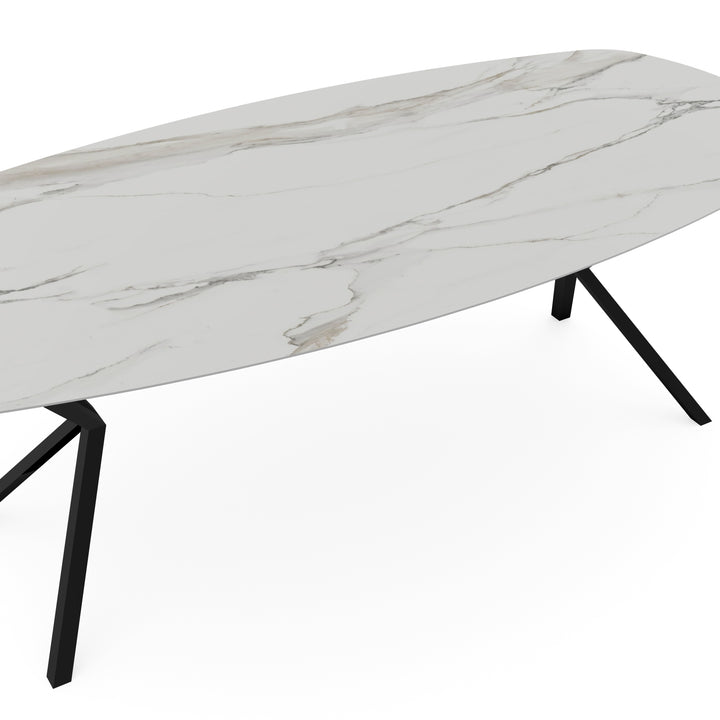 Keramiek eettafel calacatta mat - Deens ovaal - VV zwart - {{ product.type }} - Kas20