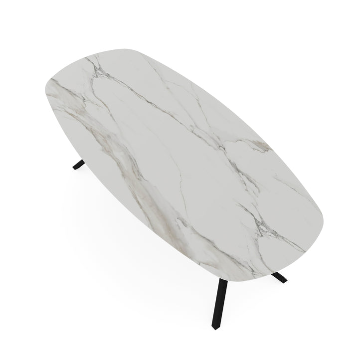 Keramiek eettafel calacatta mat - Deens ovaal - VV zwart - {{ product.type }} - Kas20