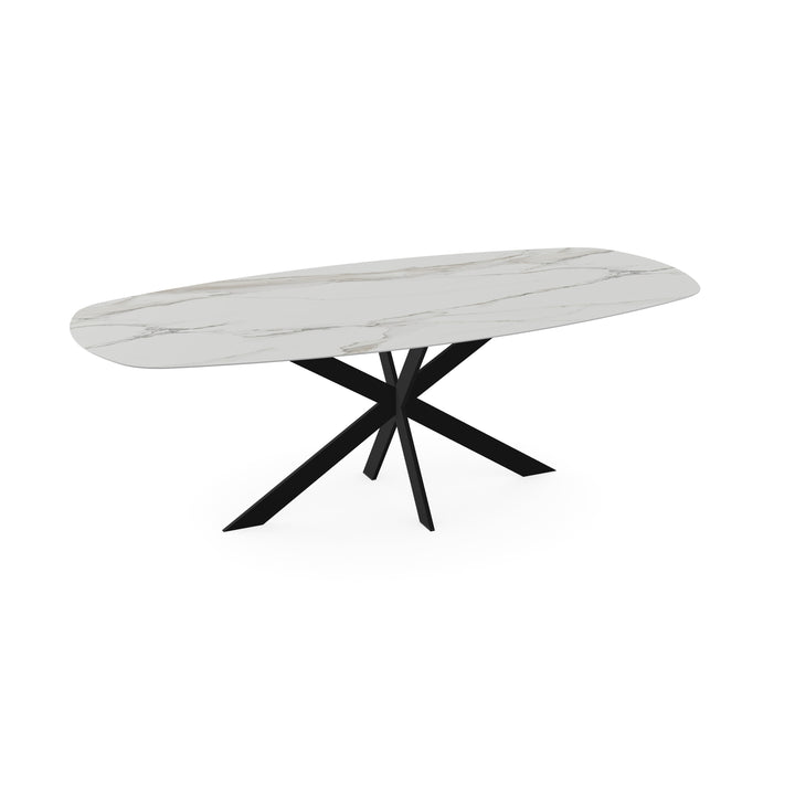 Keramiek tuintafel Calacata - Deens ovaal - Matrix ultra dun zwart - {{ product.type }} - Kas20