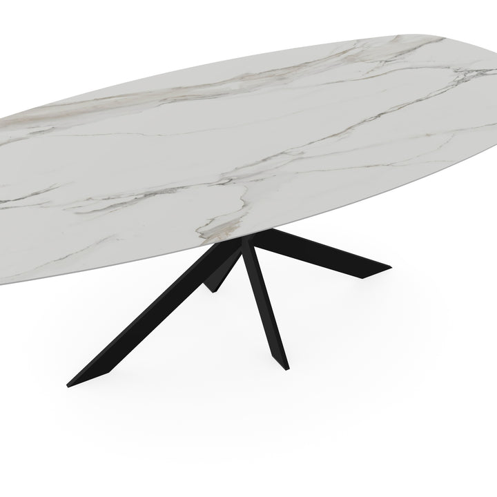 Keramiek tuintafel Calacata - Deens ovaal - Matrix ultra dun zwart - {{ product.type }} - Kas20