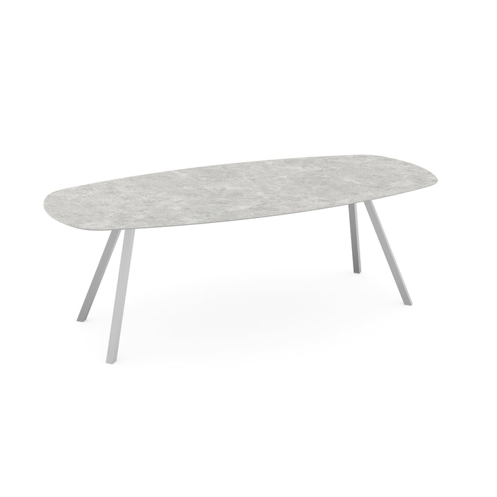 Keramiek eettafel Mat Hermitage Gris - Deens ovaal - I Schuin Wit - {{ product.type }} - Kas20
